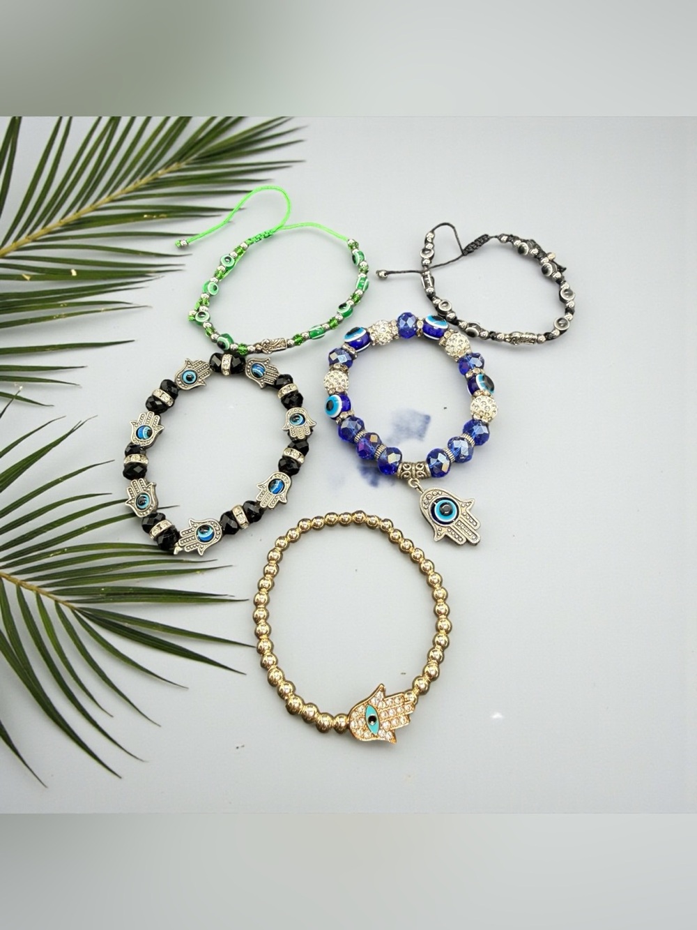 🧿🪬5 Handcrafted Assorted Evil Eye & Hamsa Bracelets/NWOT🧿🪬
